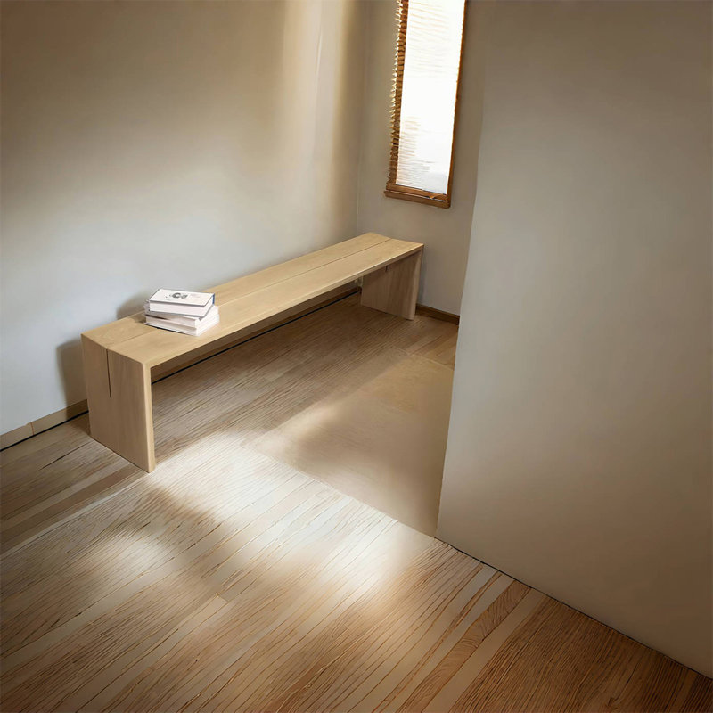 Banc en bois massif moderne simple en forme de V, H 17,71 po x l 62,99 po x P 13,77 po