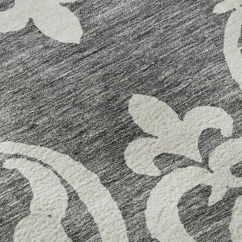 Premium Machine Washable Prisco Gray Rug, Rectangle 3' x 5'