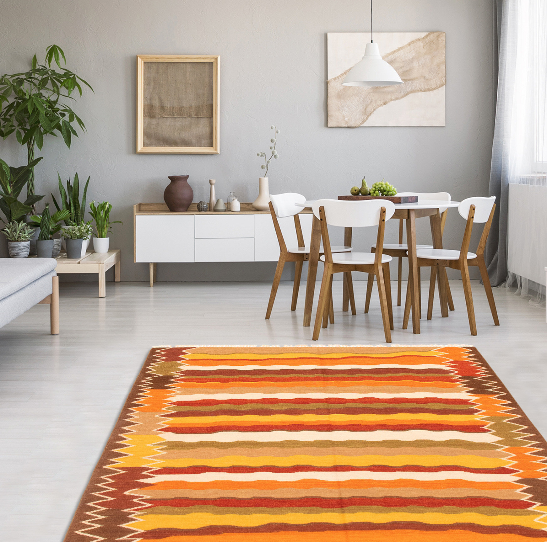 Foundry Select New Ashford Striped Flatweave Wool Orange/Yellow/Red ...