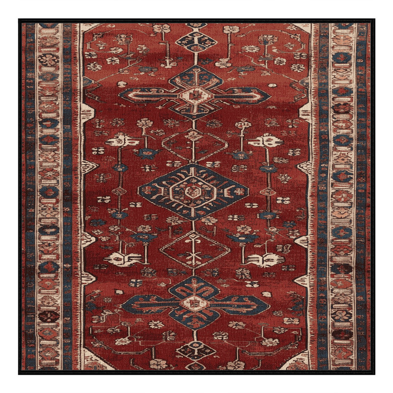 Tapis turc noir lavable à la machine, Carré 8 pi