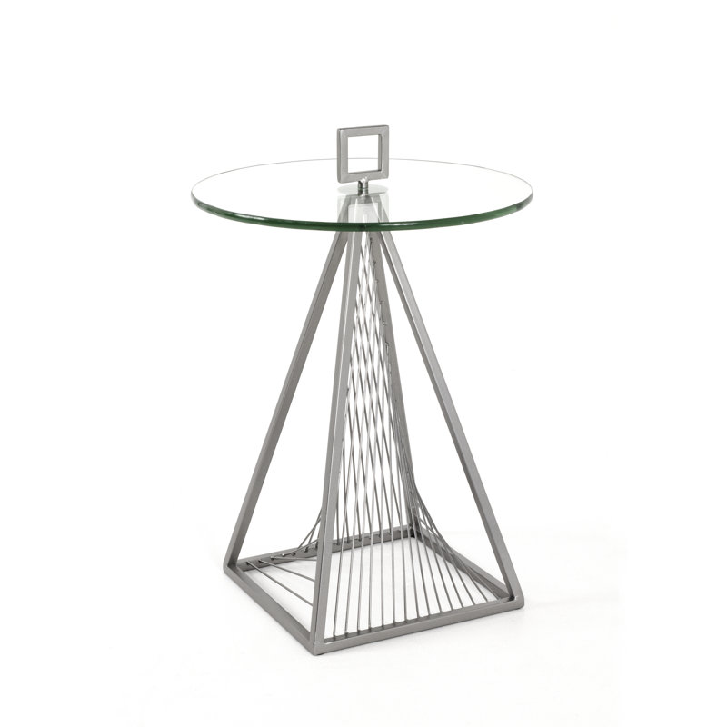 Aquilla Glass Top Pedestal End Table