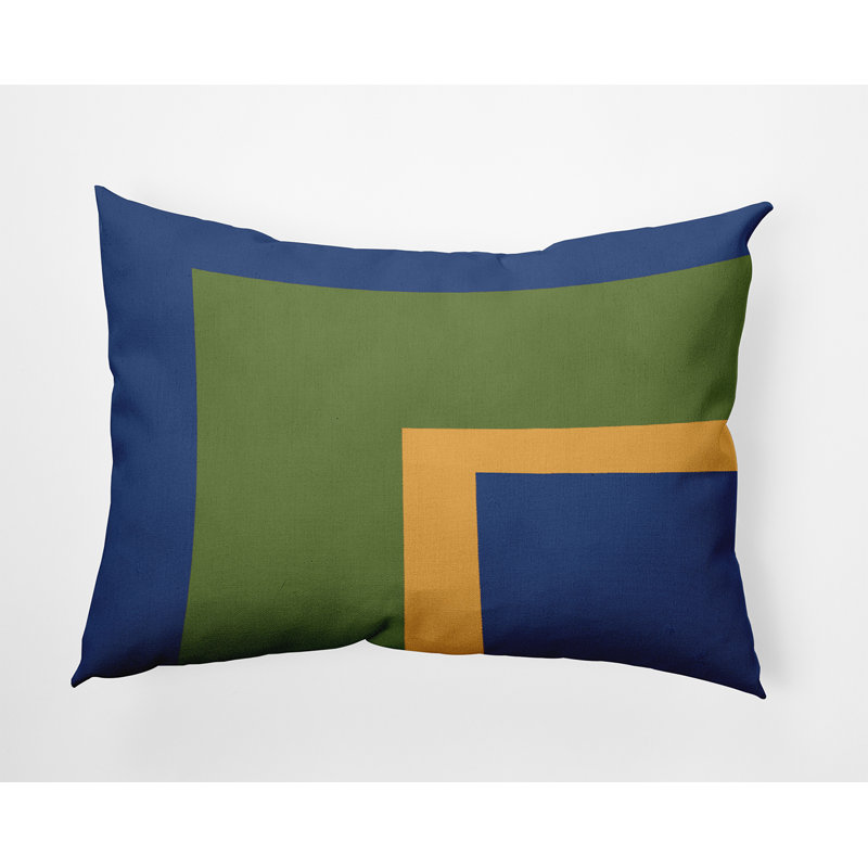 Housse et insert de coussin rectangulaire en polyester pour l'intérieur et l'extérieur, Bleu marine