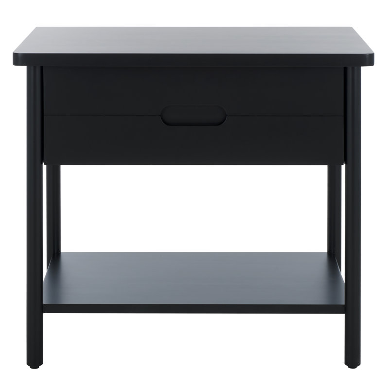 Fayletta 1 Drawer Wood Nightstand, Black