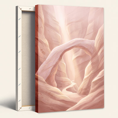 Toile murale représentant une formation rocheuse rose pâle aux veines dorées