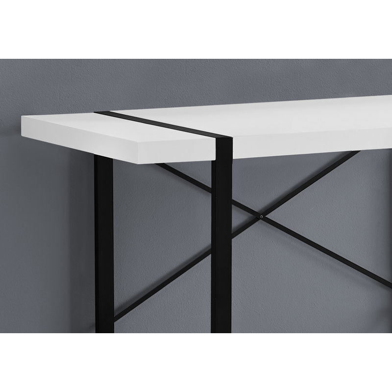 Modern Executive 49" White & Black Metal Computer Desk with Drawer