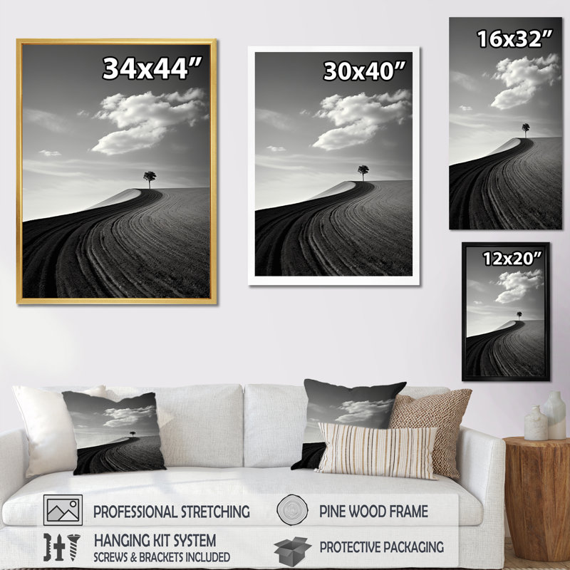 Minimalisme «Wonderland Desert Road Scenery», impressions sur toile, Cadre photo noir, H 40 po x l 30 po x P 1,5 po