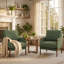 Chaises d'appoint Mid-Century modernes en tissu avec accoudoirs courbés en bois massif, ensemble de 2-883674643