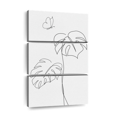 Ensemble de 3 pièces papillon sur toile Monstera