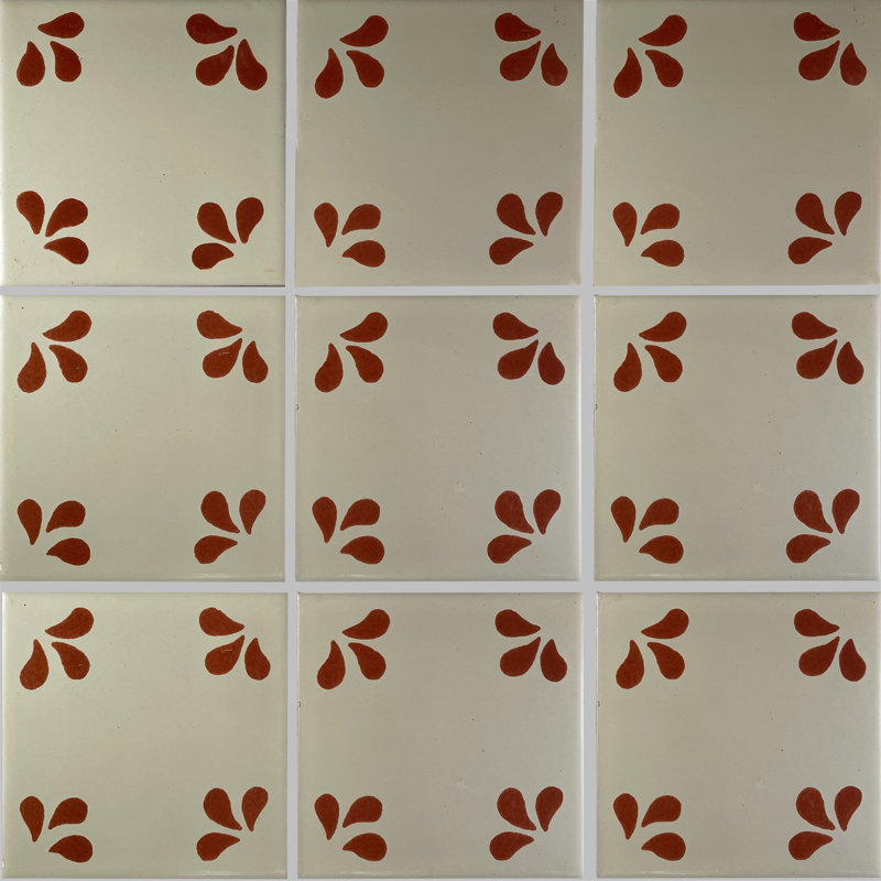 4.2" x 4.2" 9pcs TalaMex Terracotta Tuliman Mexican Clay Tile Handmade Talavera Backsplash Mosaic