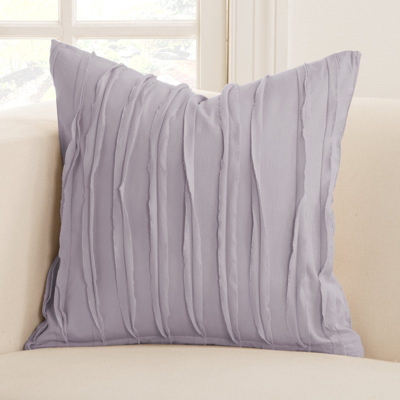 Tattered Ruffled Cotton Throw Pillow, 20" x 20", Lavender