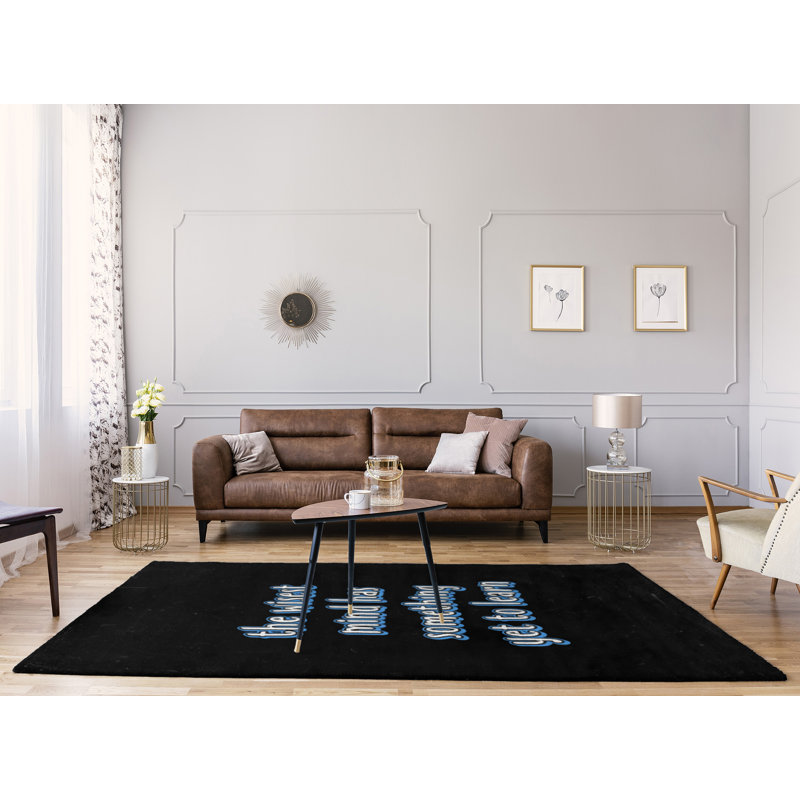 Tapis en chenille de polyester style citations inspirantes Quotes, Rectangle 5 pi x 7 pi