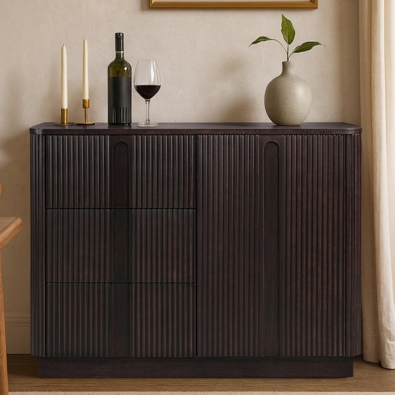 Buffet à 3 tiroirs en bois avec armoire de rangement réglable Potomac, Espresso