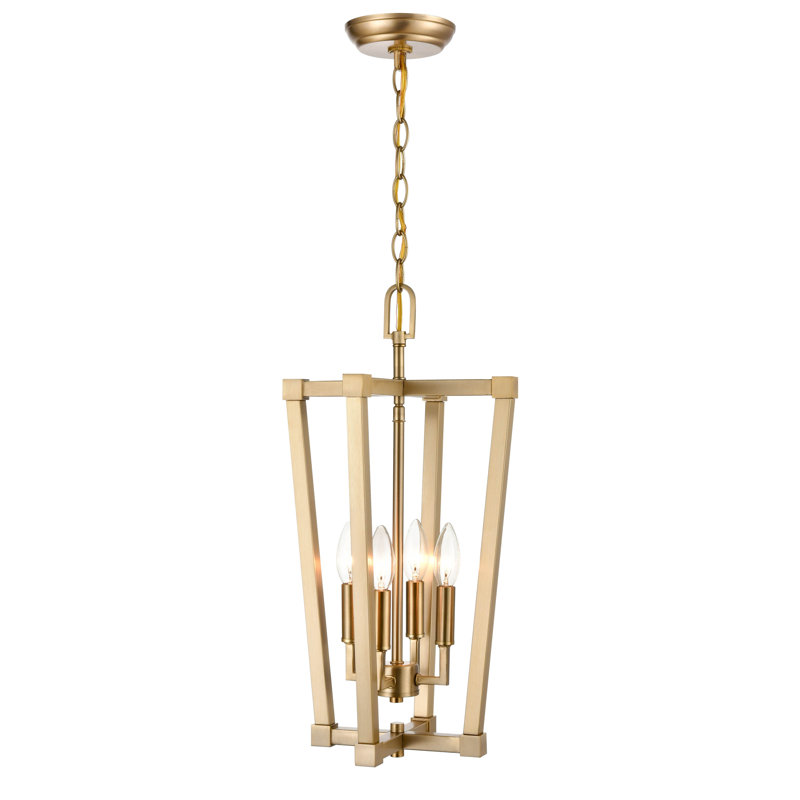 Luminaire suspendu lanterne 4 lumières, Or moderne