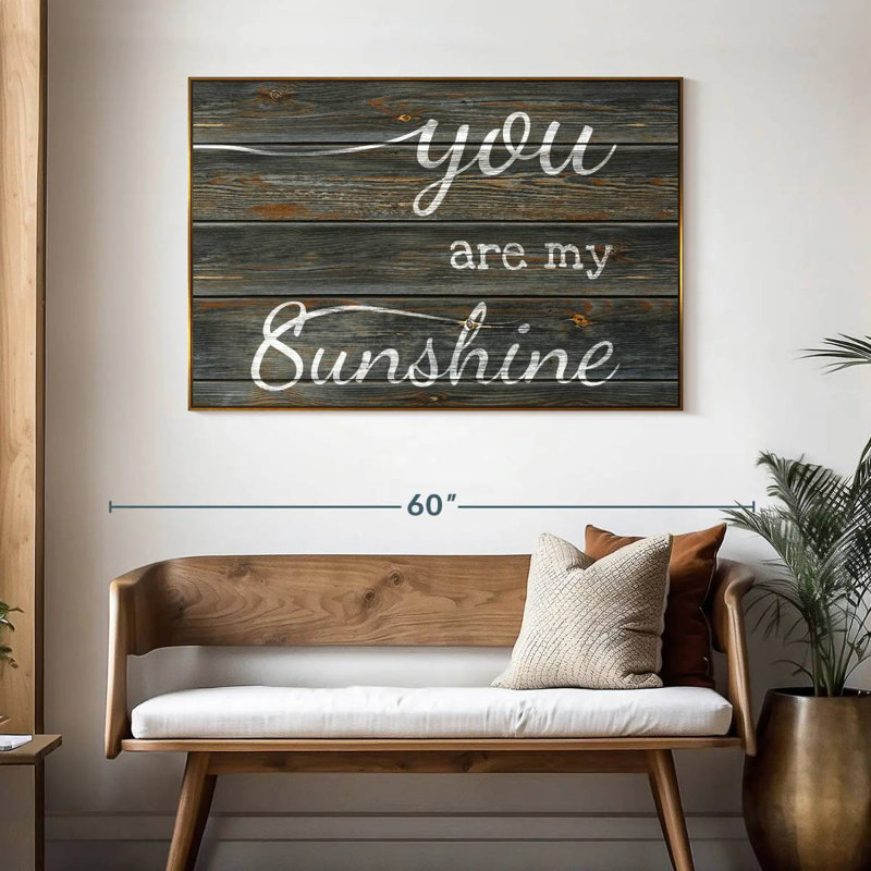 You Are My Sunshine Typographie I, 46 po x 31 po, Cadre flottant doré