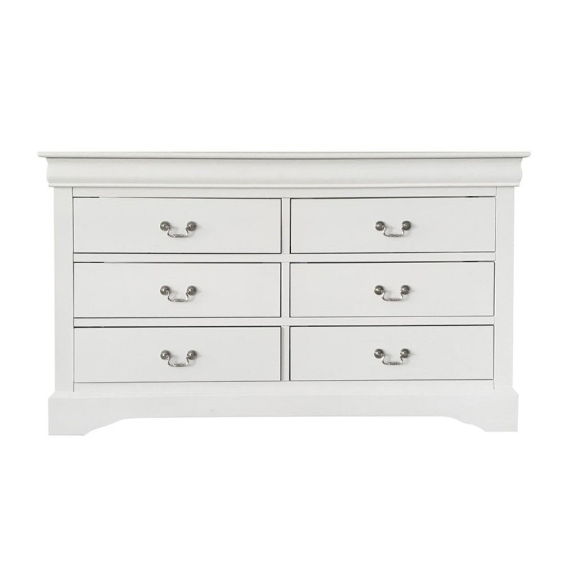 Commode rectangulaire à 6 tiroirs Sandburg, Blanc