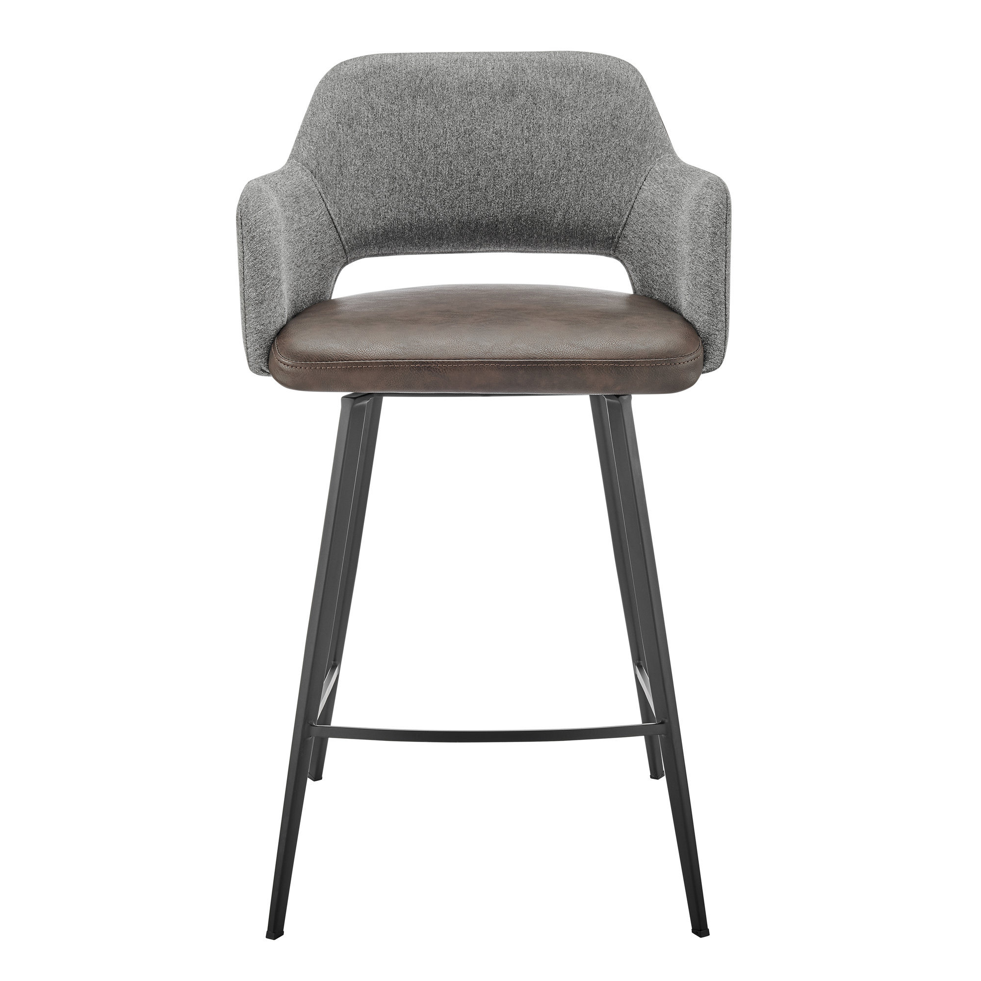 Ivonne Swivel Bar & Counter Stool, Light Brown Faux Leather, Counter Stool (25.6” Seat Height)