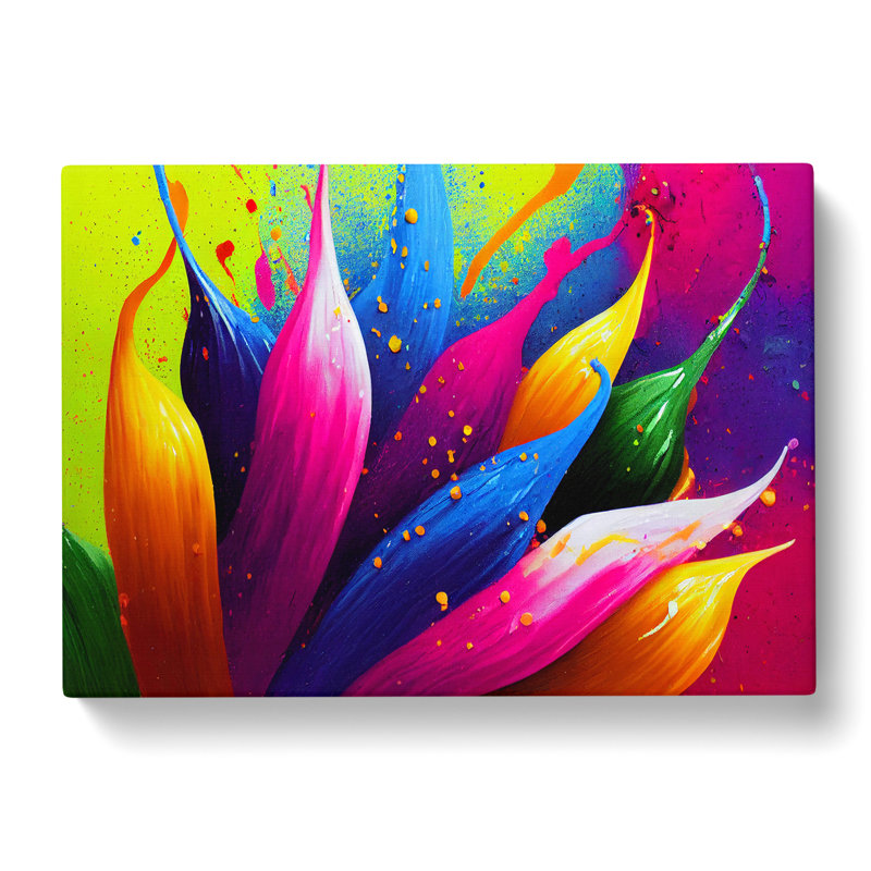 Dashing Flower Splash Abstract - Wrapped Canvas, 35cm H x 50cm W x 3cm D