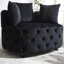 Fauteuil en velours noir pour salon - 40,6 po Largeur, rembourrage en mousse de la chaise-646754761-646754758