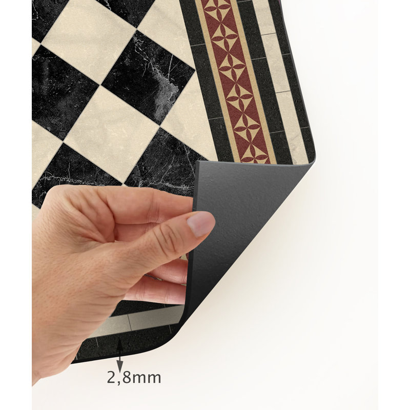 Bethsy Vinyl Machine Printed Area Rug, Rectangle 2'2" x 8'2.4"
