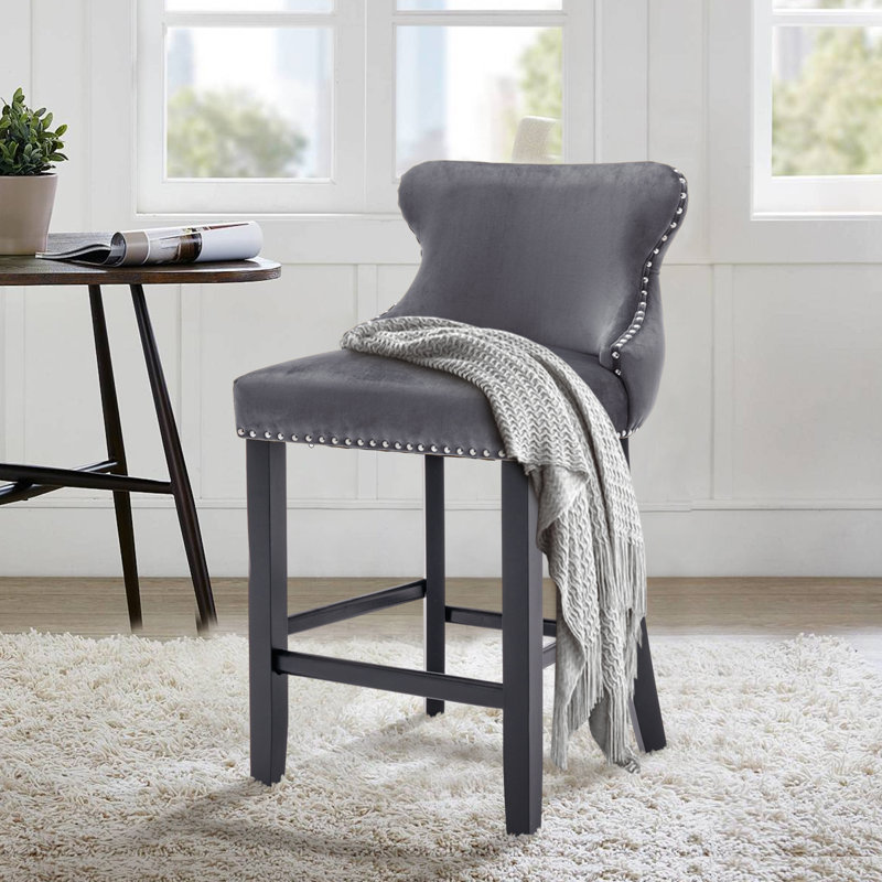 Tabouret de comptoir 26,7 po Kaimana, Velours gris