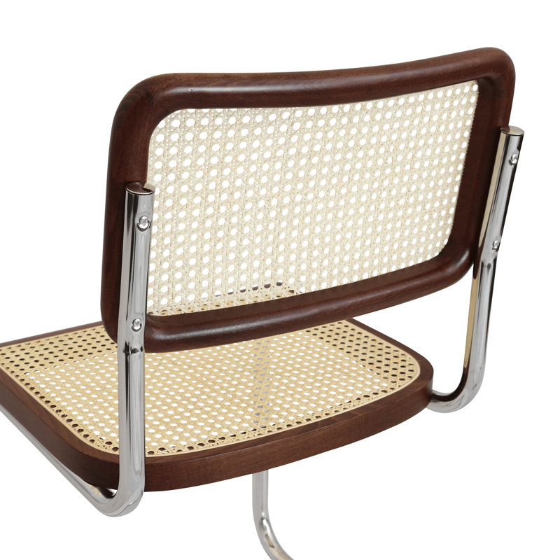 Walnut and Natural Cane Chrome Side Chair