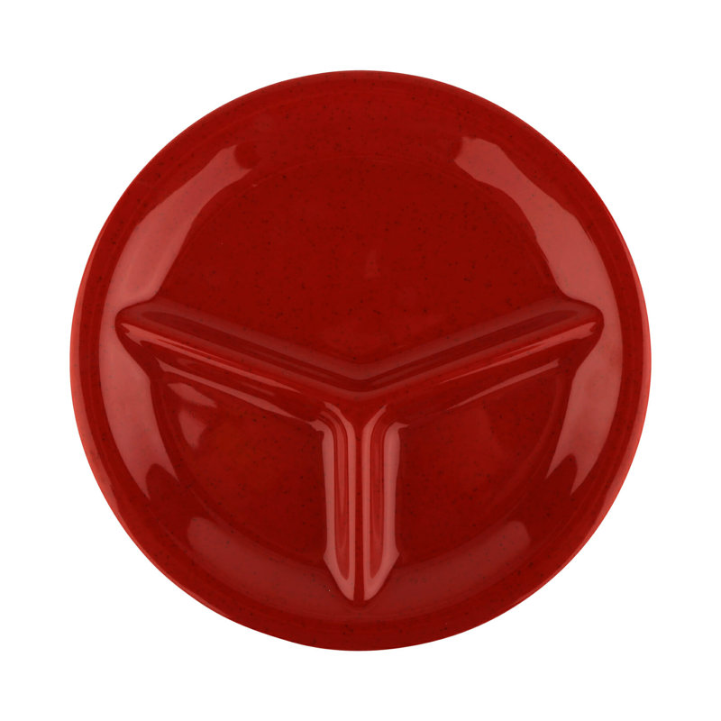 Assiette plate à 3 compartiments en mélamine GET CP-10-RSP, 10,25 po, rouge (ensemble de 12)