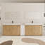 Meuble-lavabo double 108 po avec 7 portes et lavabo en résine Chesham et armoire de rangement autoportante blanche Chesham-127123384
