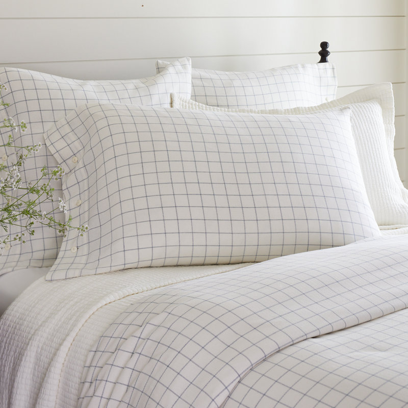 Schoolhouse Windowpane Plaid Cotton Duvet Cover, Queen Duvet Cover, Indigo Plaid