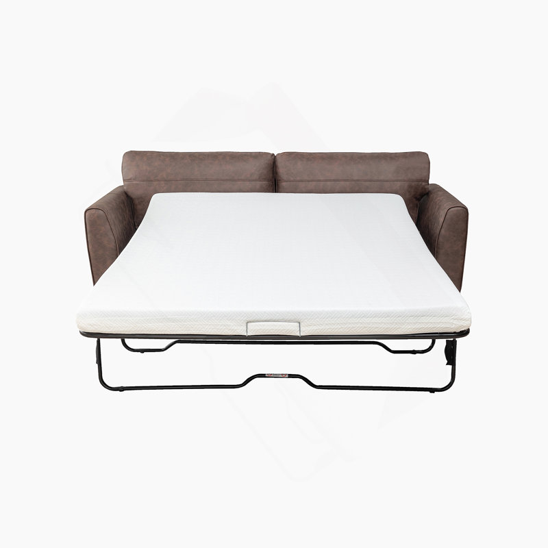 Canapé-lit 2 places, canapé Mid-Century moderne, canapé-lit convertible grand format avec structure en bois et revêtement en polyester, conception escamotable, capacité de 300 lb - peu encombrant pour le salon