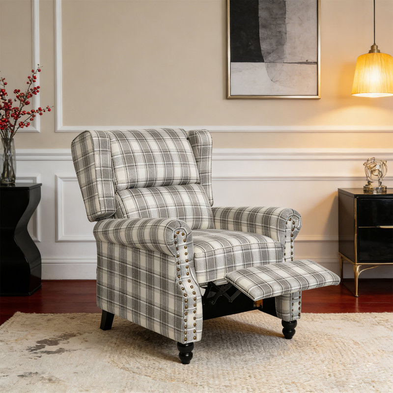 87.5cm Wide Glider Standard Recliner, Grey Linen