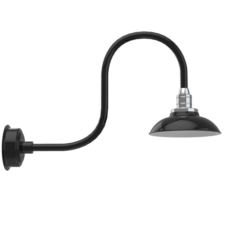 Luminaire de grange d’extérieur à del Ludwicka, H 9 po x l 10 po x P 17 po, Noir