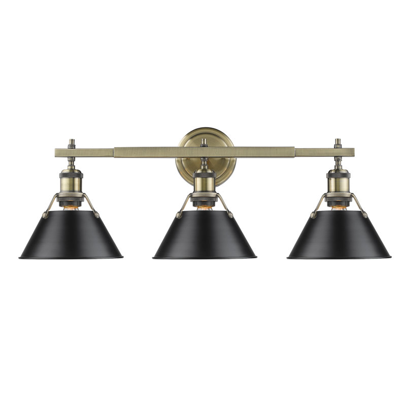 Luminaire à 3 lumières Felda, Laiton vieilli, Noir mat