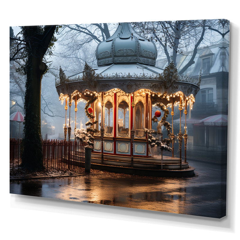 Carousel Winter Scenery - Carousel, reproduction d'art sur toile, Toile tendue, H 34 po x l 44 po x P 1,5 po