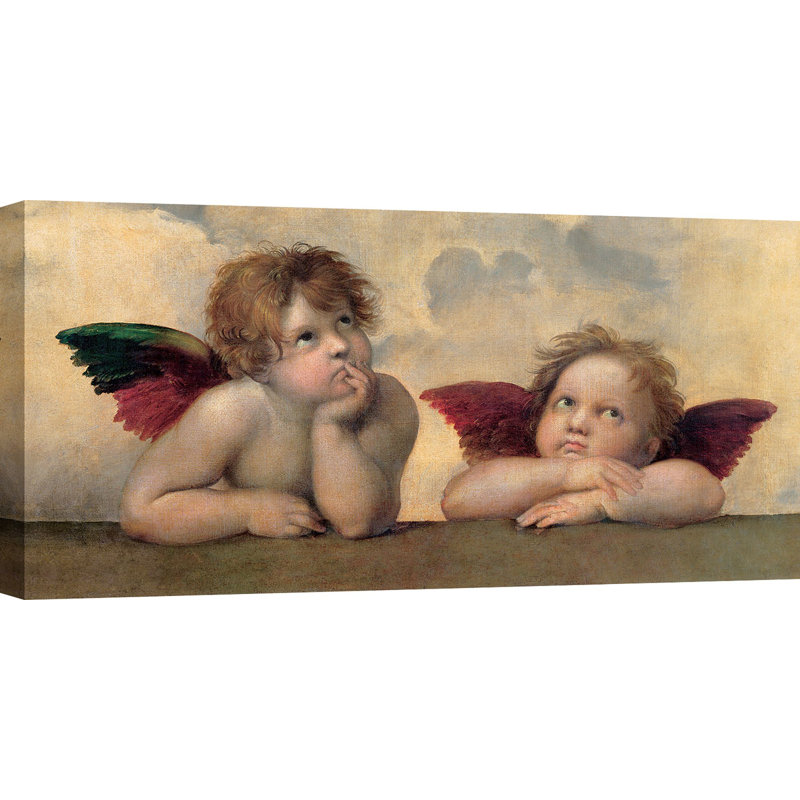 Raphael's Angels, The Sistine Cherubs by Raffaello - No Frame Print on Canvas, 60cm H x 120cm W x 4cm D