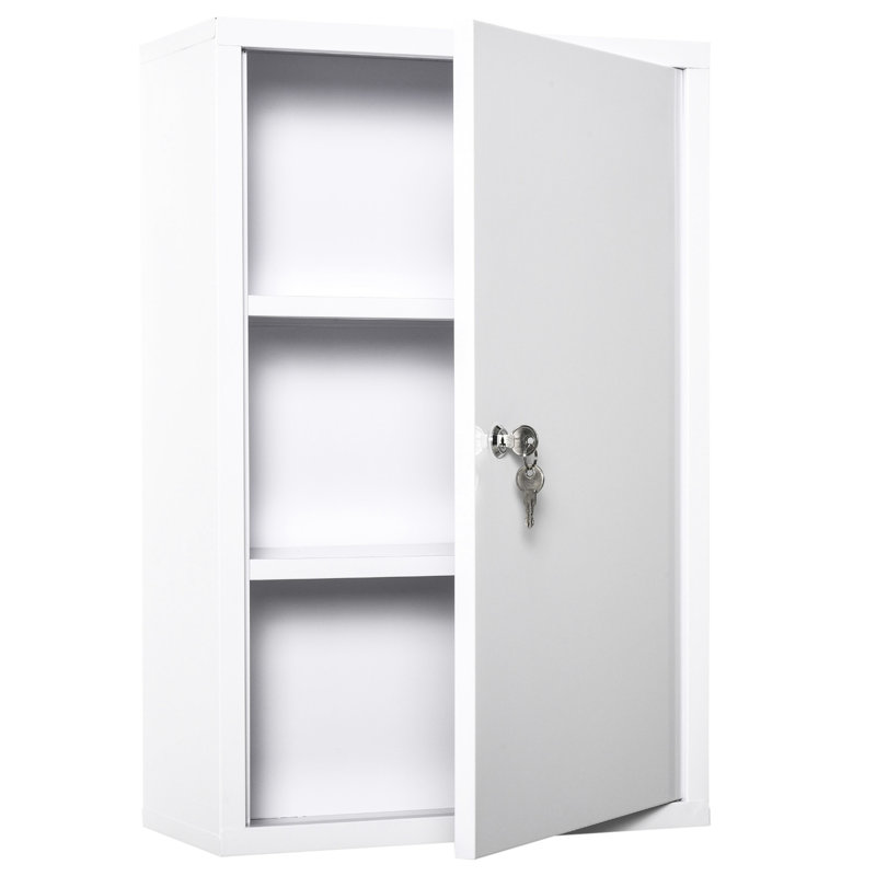 Armoire à pharmacie blanche verrouillable pour salle de bain - 3 niveaux