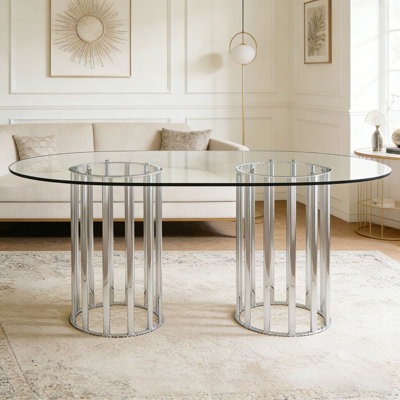 71 inch oval tempered glass dining table