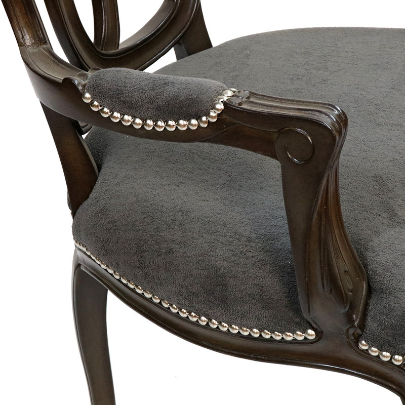 Hempstead 19.5'' H Upholstered Armchair, Gray, Espresso Wood