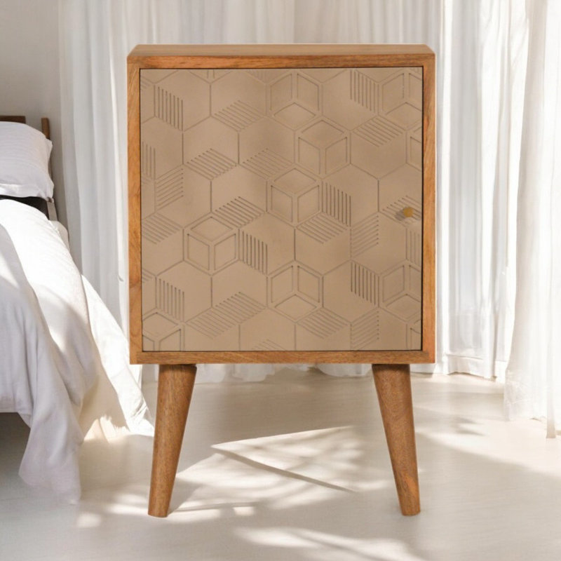 Lancelot 40cm W Solid Wood Bedside Table, Brown