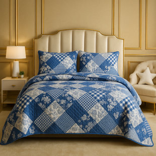 Modern & Contemporary Sateen Quilted Floral Quilt