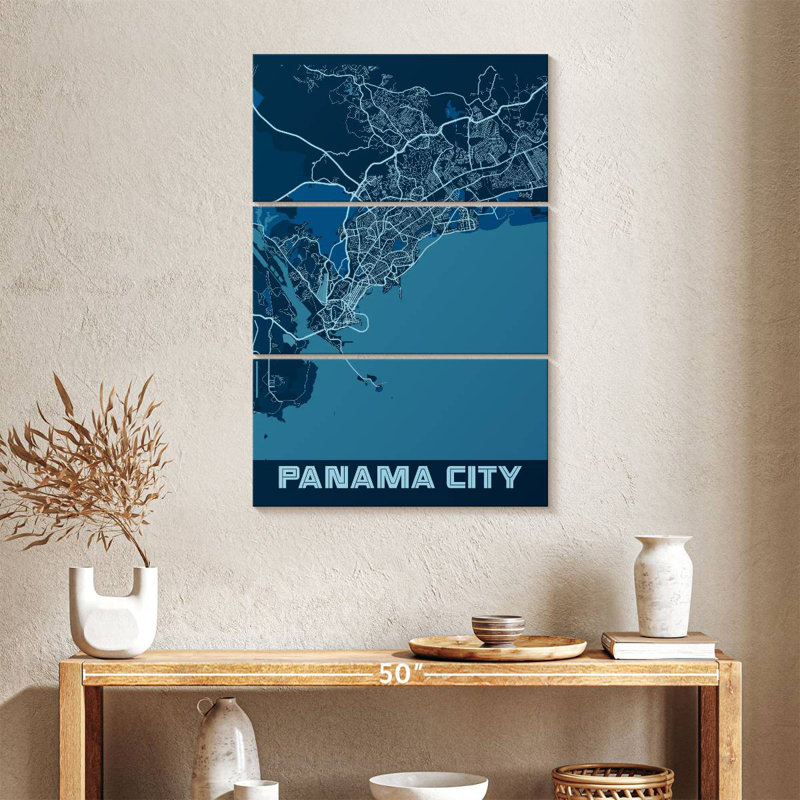 Carte de la ville de Aliaz, Panama, H 32 po x l 20 po