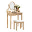 Coiffeuse ravissante avec maquillage et tabouret, 3 tiroirs, miroir réglable et 3 espaces de rangement