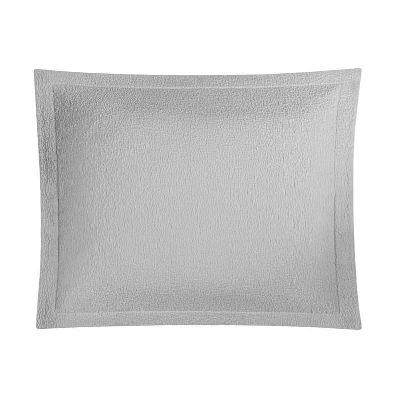 Lucca 100% Cotton Matelassé Shams, Standard, silver