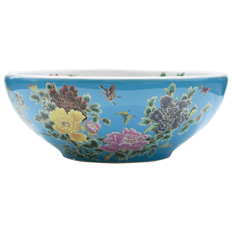 vidaXL Countertop Basin Multicolor Round F16.1x5.5" Ceramic