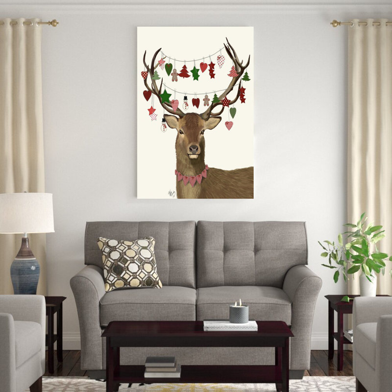 «Deer, Homespun Decorations» par Fab Funky - impression sur toile tendue, H 48 po x l 32 po