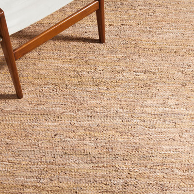 Tapis de couleur unie en cuir recyclé à tissage plat rétro en coton brun