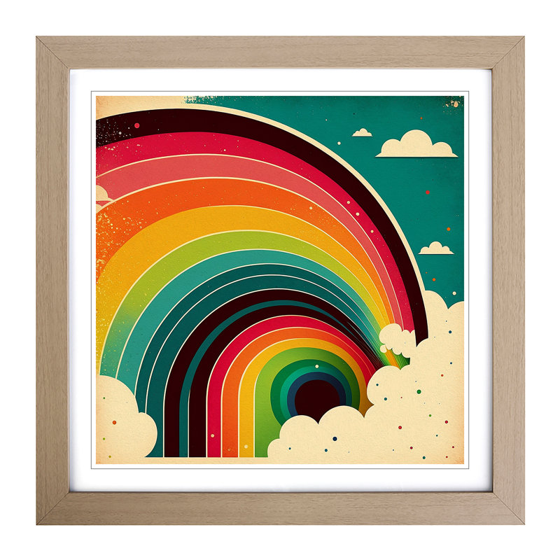 Rainbow Retro - Framed Print, Oak