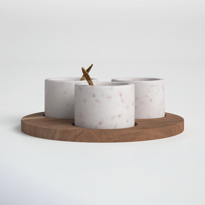 Round Wood Condiment Server