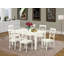 Ensemble de table à manger 5 pièces pour 4 personnes comprenant une table de salle à manger rectangulaire avec rallonge papillon et 4 chaises, blanc lin-535416344