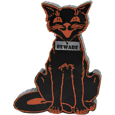 Beware Black Cat Halloween Home Décor Chunky Sitter