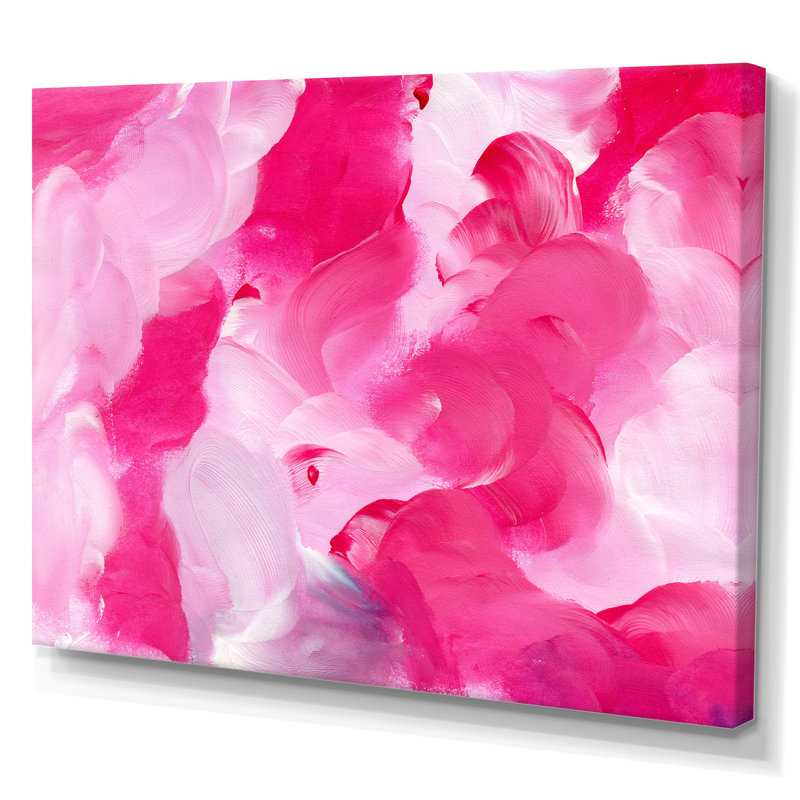 Fuchsia et nuages liquides roses - Peinture sur toile, Toile tendue, H 40 po x l 60 po